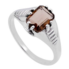 925 sterling silver 1.99cts faceted brown smoky topaz ring jewelry size 8 n54784
