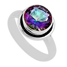 925 sterling silver 7.64cts faceted multi color rainbow topaz ring size 6 n24156