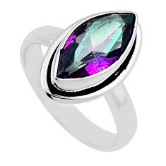 925 sterling silver 6.27cts faceted multi color rainbow topaz ring size 7 n24292