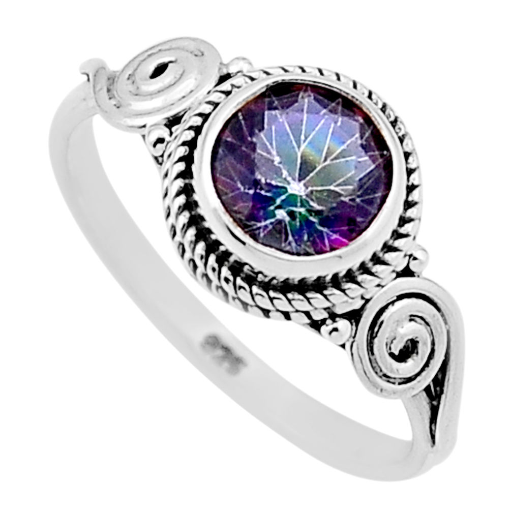 925 sterling silver 2.64cts faceted multi color rainbow topaz ring size 7 n47546