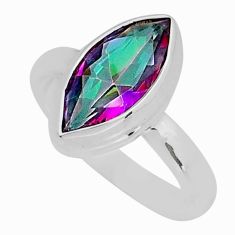 925 sterling silver 5.84cts faceted multi color rainbow topaz ring size 8 y10618