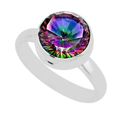 925 sterling silver 5.30cts faceted multi color rainbow topaz ring size 8 y64934