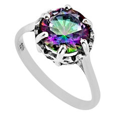 925 sterling silver 4.54cts faceted multi color rainbow topaz ring size 8 y79103