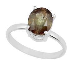 925 sterling silver 2.89cts faceted natural andalusite oval ring size 6.5 y25956