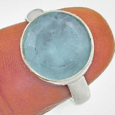 925 sterling silver 6.15cts faceted natural aqua chalcedony ring size 6.5 n17763
