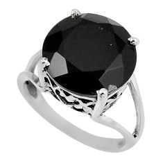 925 sterling silver 9.54cts faceted natural black onyx round ring size 8 y45774