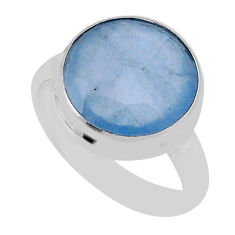 925 sterling silver 6.27cts faceted natural blue aquamarine ring size 6.5 n42042