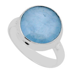 925 sterling silver 5.99cts faceted natural blue aquamarine ring size 7 n42046