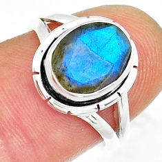 925 sterling silver 4.09cts faceted natural blue labradorite ring size 7 y13720