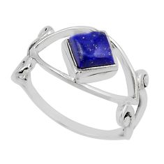 925 sterling silver 2.44cts faceted natural blue lapis lazuli ring size 9 y46029