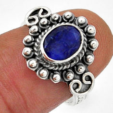 925 sterling silver 1.99cts faceted natural blue sapphire ring size 6.5 n43016