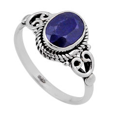 925 sterling silver 2.14cts faceted natural blue sapphire ring size 6.5 n47167