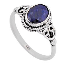 925 sterling silver 2.12cts faceted natural blue sapphire ring size 7.5 n52668
