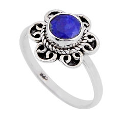 925 sterling silver 1.21cts faceted natural blue sapphire ring size 6.5 n52869