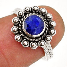 925 sterling silver 0.98cts faceted natural blue sapphire ring size 6 n42966