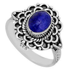 925 sterling silver 2.08cts faceted natural blue sapphire ring size 7 n43047