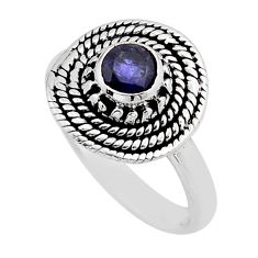 925 sterling silver 0.81cts faceted natural blue sapphire ring size 7 y62260
