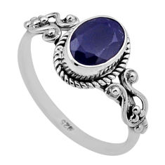 925 sterling silver 2.14cts faceted natural blue sapphire ring size 8 n47708