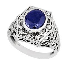 925 sterling silver 3.25cts faceted natural blue sapphire ring size 7.5 y45674