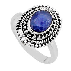 925 sterling silver 2.01cts faceted natural blue sapphire ring size 6.5 y62247