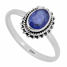 925 sterling silver 1.48cts faceted natural blue tanzanite ring size 8.5 n42635