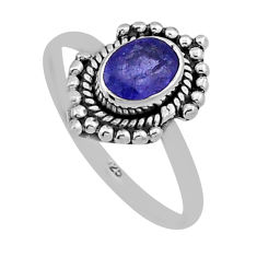 925 sterling silver 1.46cts faceted natural blue tanzanite ring size 7 n41864