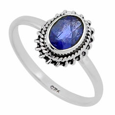 925 sterling silver 1.44cts faceted natural blue tanzanite ring size 8 n42623