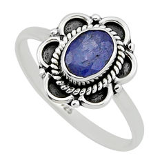 925 sterling silver 1.60cts faceted natural blue tanzanite ring size 8 n42640