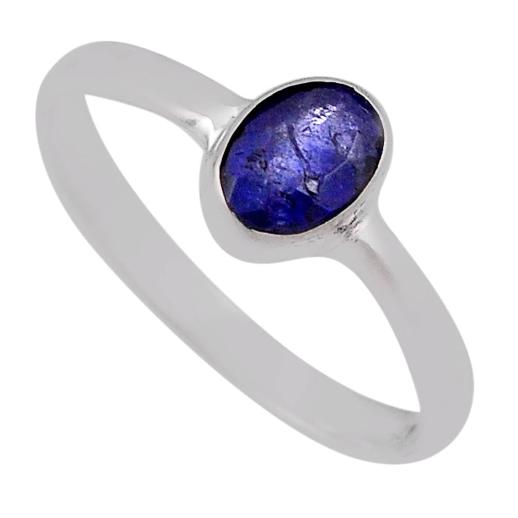 925 sterling silver 1.43cts faceted natural blue tanzanite ring size 9 n37415