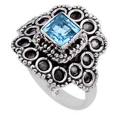925 sterling silver 0.70cts faceted natural blue topaz ring size 6.5 n40048