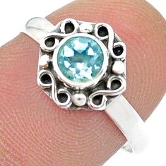 925 sterling silver 0.80cts faceted natural blue topaz ring size 7.5 u51609