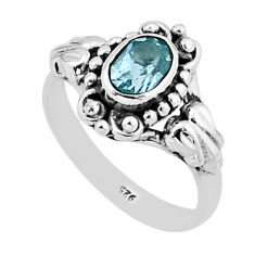925 sterling silver 1.45cts faceted natural blue topaz ring size 6.5 y65487