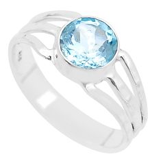 925 sterling silver 2.42cts faceted natural blue topaz round ring size 7 u39938