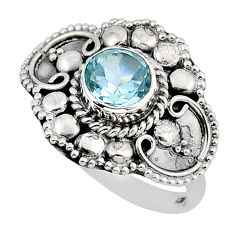 925 sterling silver 1.02cts faceted natural blue topaz round ring size 8 y46928