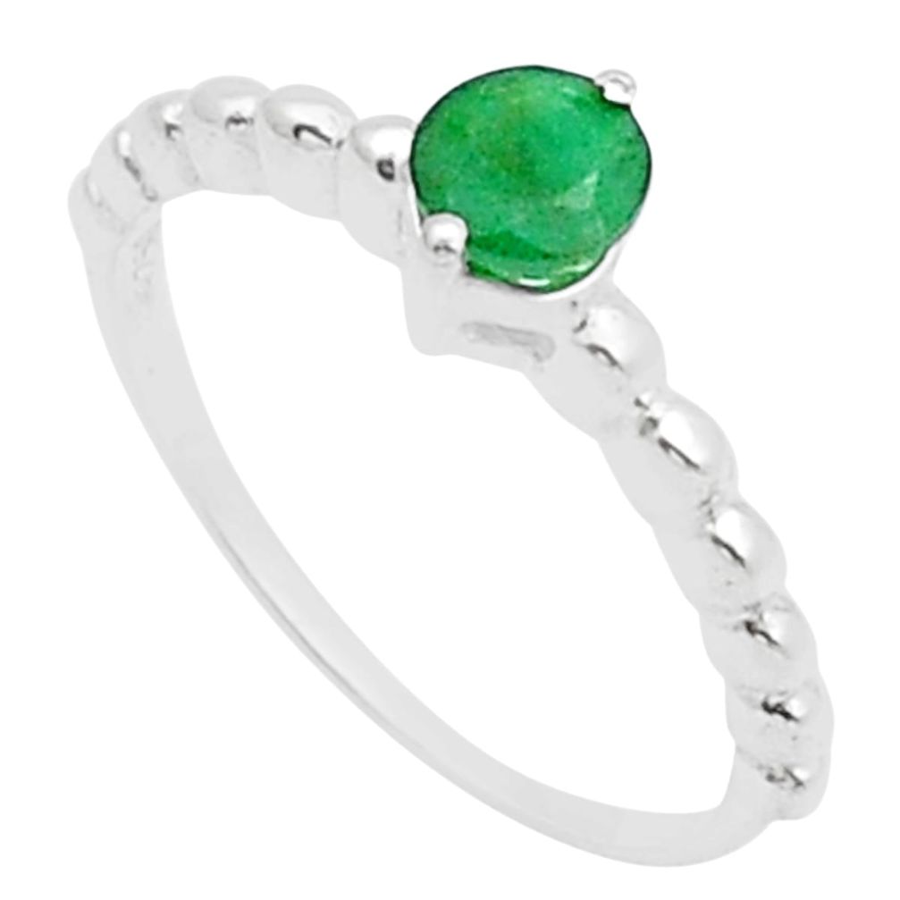 925 sterling silver 0.84cts faceted natural emerald ball ring size 8 u76254