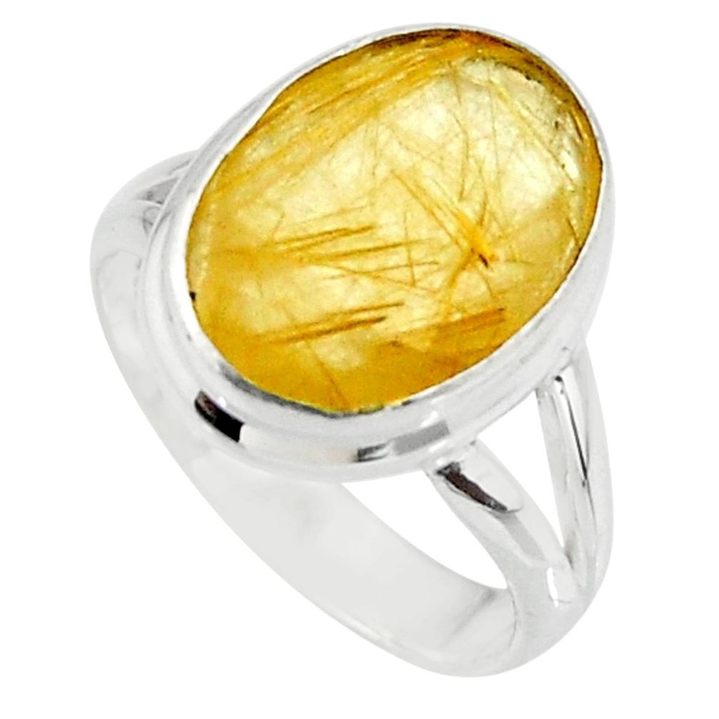 925 sterling silver 6.04cts faceted natural golden rutile ring size 6 r51309