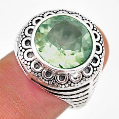 925 sterling silver 6.22cts faceted natural green amethyst ring size 7.5 y78663
