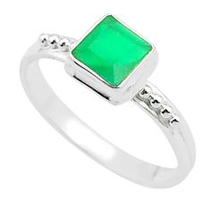 925 sterling silver 1.23cts faceted natural green chalcedony ring size 10 u38292