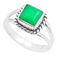 925 sterling silver 1.23cts faceted natural green chalcedony ring size 6 u38339
