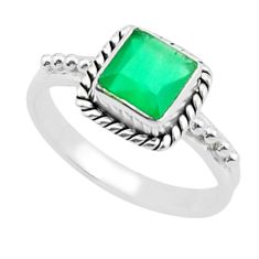 925 sterling silver 1.22cts faceted natural green chalcedony ring size 7 u38283