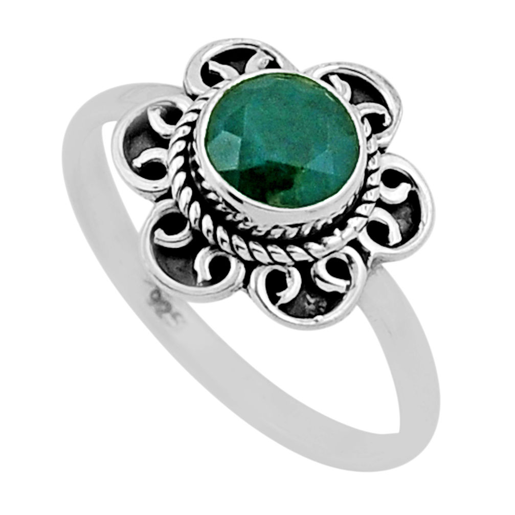 925 sterling silver 1.06cts faceted natural green emerald ring size 7 n47236
