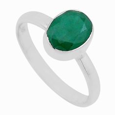 925 sterling silver 2.05cts faceted natural green emerald ring size 7 n49572