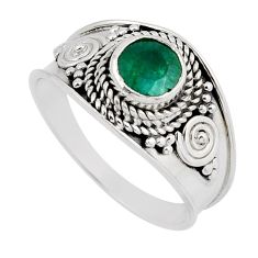 925 sterling silver 1.09cts faceted natural green emerald ring size 8 y46432