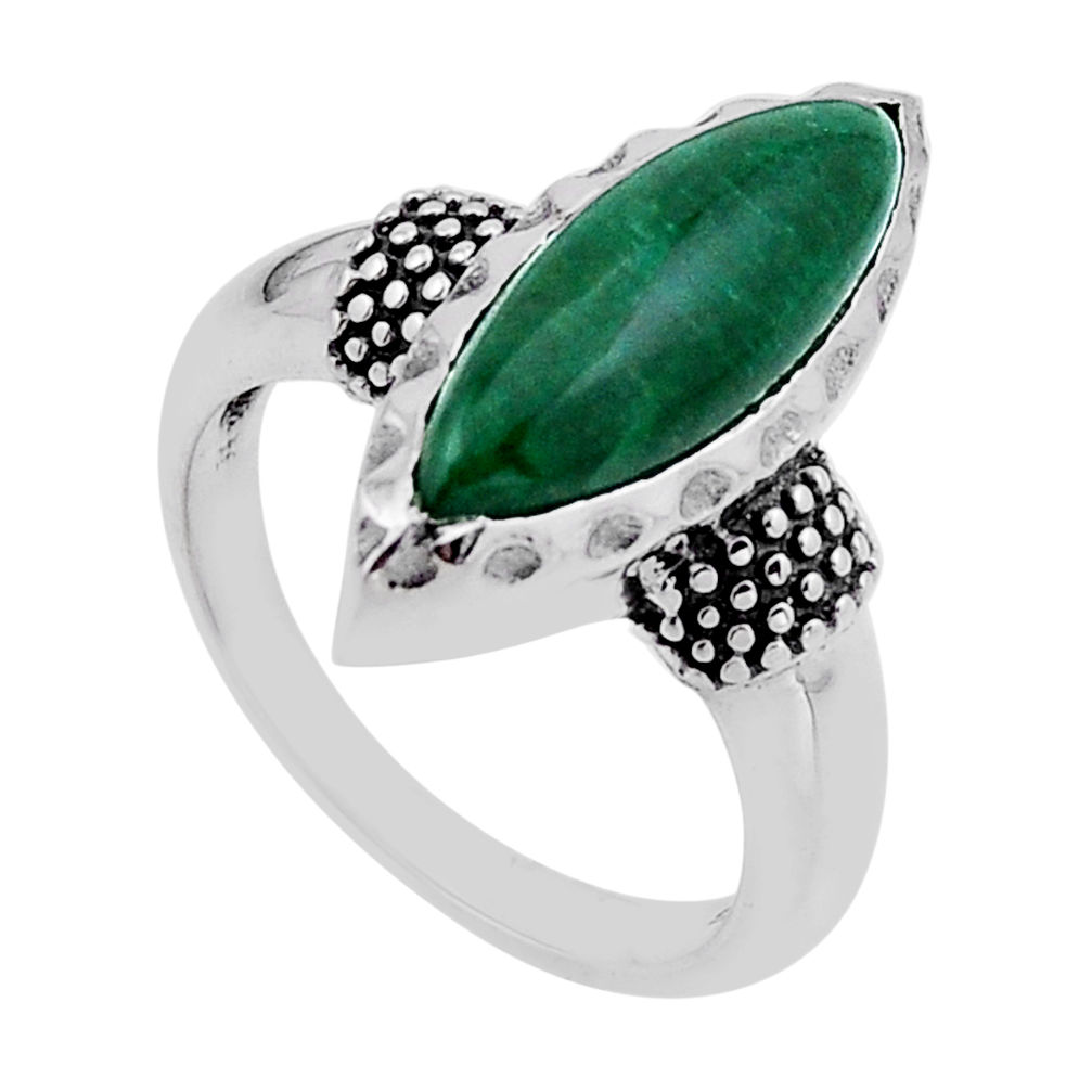 925 sterling silver 5.67cts faceted natural green emerald ring size 9 n54709