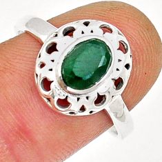 925 sterling silver 1.47cts faceted natural green emerald ring size 9 y12878
