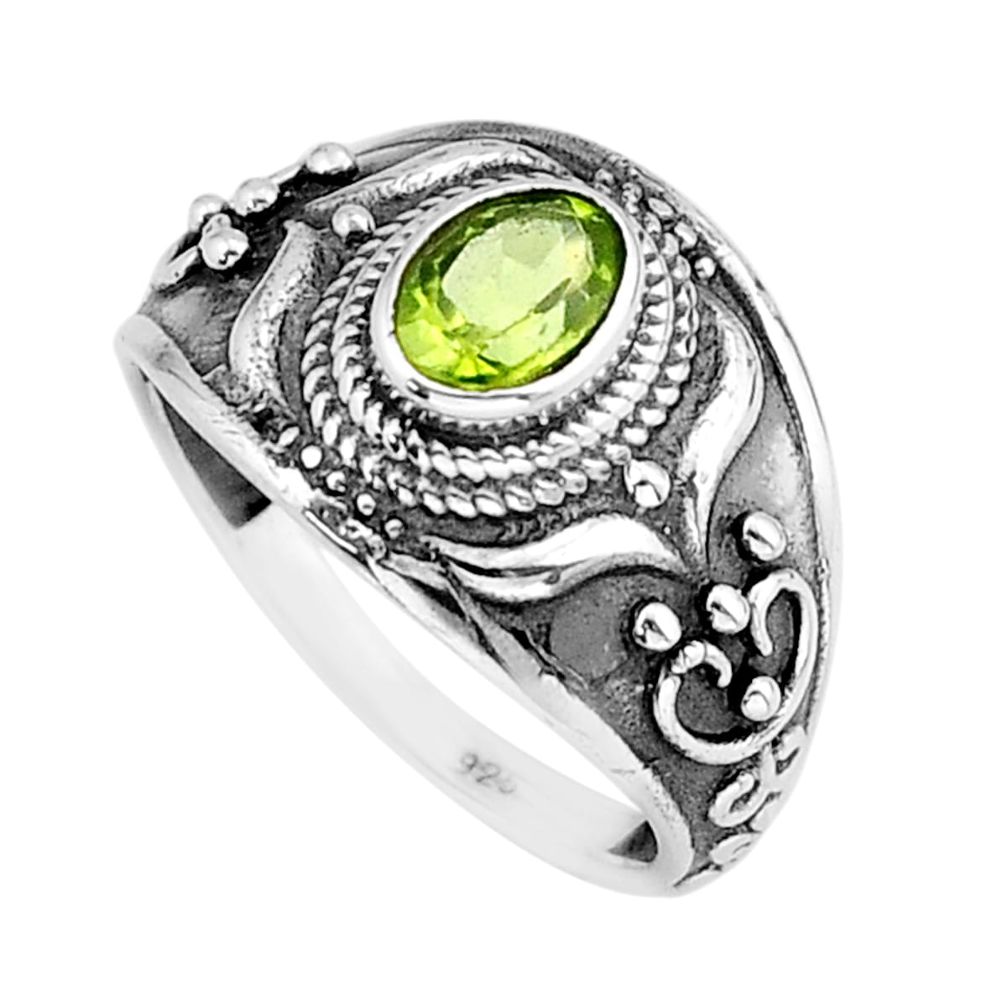 925 sterling silver 1.14cts faceted natural green peridot ring size 8 y63725