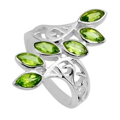 925 sterling silver 4.73cts faceted natural green peridot ring size 8 y82595