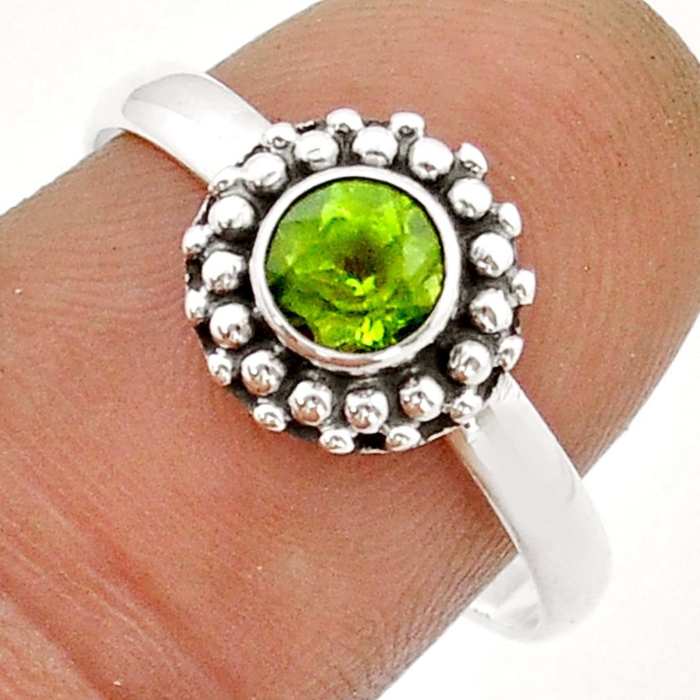 925 sterling silver 0.80cts faceted natural green peridot ring size 8.5 u90920