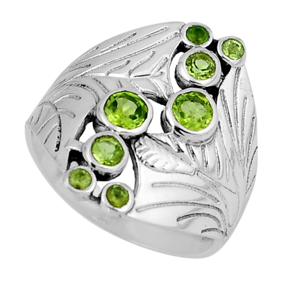 925 sterling silver 2.36cts faceted natural green peridot ring size 8.5 y45686