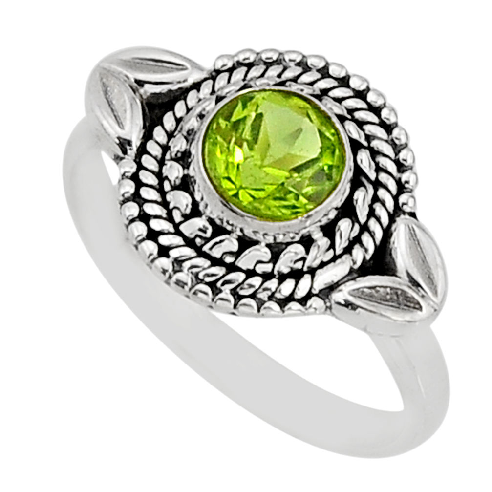 925 sterling silver 1.09cts faceted natural green peridot ring size 8.5 y76803
